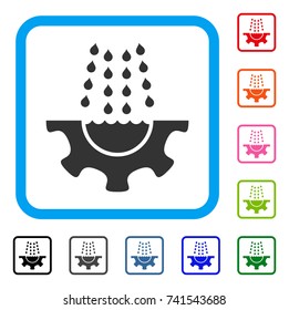 Water Shower Service Gear icon. Flat gray pictogram symbol in a light blue rounded frame. Black, gray, green, blue, red, orange color variants of Water Shower Service Gear vector.