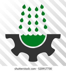 Water Shower Service Gear vector pictograph. Illustration style is flat iconic bicolor green and gray symbol on a hatch transparent background.