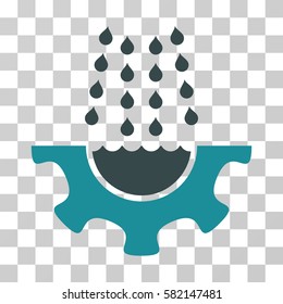 Water Shower Service Gear vector pictograph. Illustration style is a flat iconic bicolor soft blue symbol on a transparent background.
