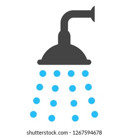 Water shower vector icon on a white background. An isolated flat icon illustration of water shower with nobody.