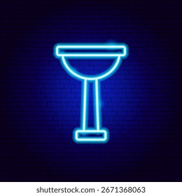 Signo de neón del fregadero de agua. Ilustración vectorial del objeto de fontanero brillante en estilo brillante. Icono de la lámpara llevada del lavabo sobre fondo azul oscuro del ladrillo. 