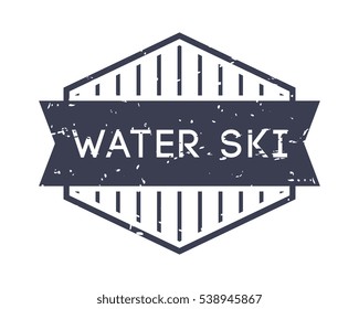 water ski badge, vector logo, sport label, grunge stamp, vintage style