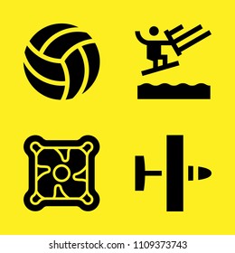 water ski, cooler, ultralight and volleyball vector icon set. Sample icons set for web and graphic design