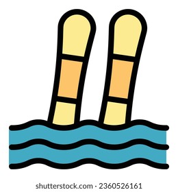 Water ski icon outline vector. Beach leisure. Sport summer color flat