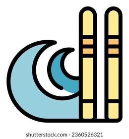 Water ski icon outline vector. Leisure beach. Sport summer color flat