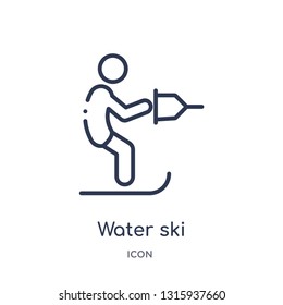 water ski icon from sports outline collection. Thin line water ski icon isolated on white background.