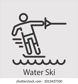water ski icon vector icon.Editable stroke.linear style sign for use web design and mobile apps,logo.Symbol illustration.Pixel vector graphics - Vector