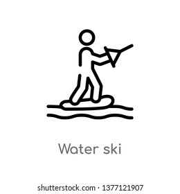 water ski vector line icon. Simple element illustration. water ski outline icon from sports concept. Can be used for web and mobile