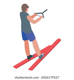 Water skier icon isometric vector. People sport. Sea fun