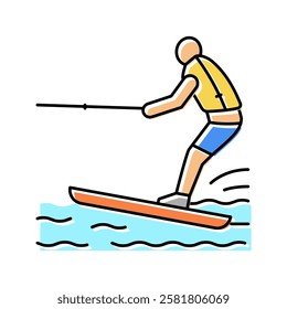 water skiing color icon vector. water skiing sign. isolated symbol illustration