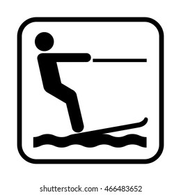 Water skiing icon. Flat vector illustration isolated on white background.