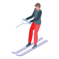 Water Skiing Icon Isometric Vector. Beach Ski. People Boat