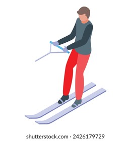 Water skiing icon isometric vector. Beach ski. People boat