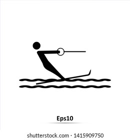 Water skiing icon. Vector Illustration