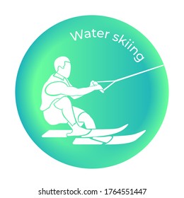 Water skiing icon in vector. Vector illustration