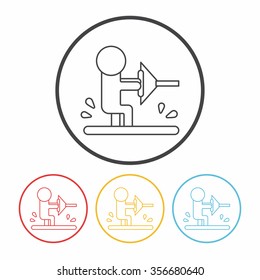 Water skiing line icon