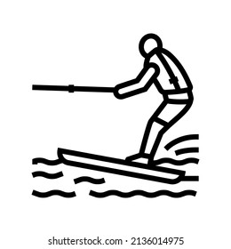 Water Skiing Line Icon Vector. Water Skiing Sign. Isolated Contour Symbol Black Illustration