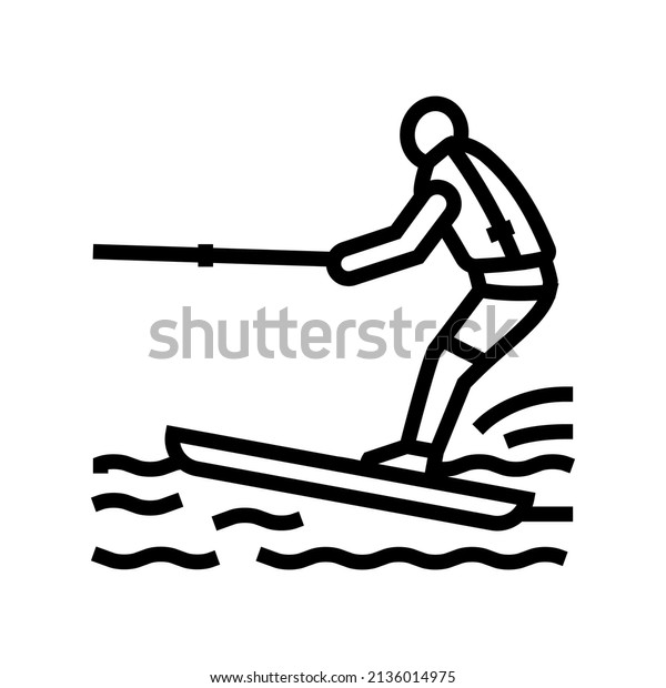 water skiing line icon vector. water\
skiing sign. isolated contour symbol black\
illustration