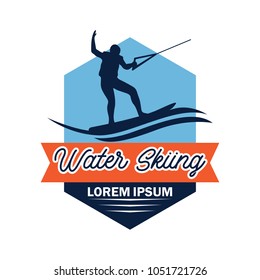 water skiing logo with text space for your slogan / tag line, vector illustration