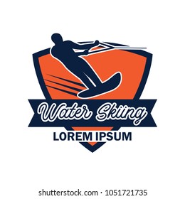 water skiing logo with text space for your slogan / tag line, vector illustration