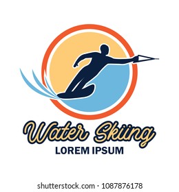 water skiing logo with text space for your slogan / tag line, vector illustration