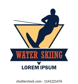 water skiing logo with text space for your slogan / tag line, vector illustration