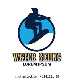 water skiing logo with text space for your slogan / tag line, vector illustration