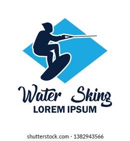 water skiing logo with text space for your slogan / tag line, vector illustration