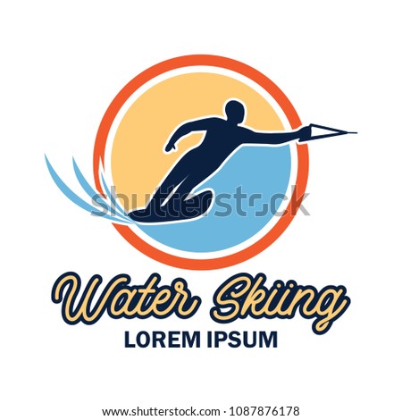 water skiing logo with text space for your slogan / tag line, vector illustration