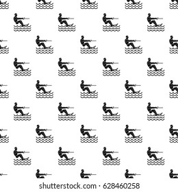 Water skiing man pattern seamless in simple style vector illustration