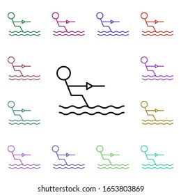 Water skiing multi color style icon. Simple thin line, outline vector of summer icons for ui and ux, website or mobile application