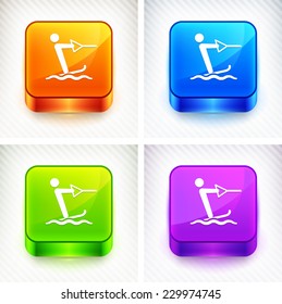 Water Skiing on Multi Color Square Buttons