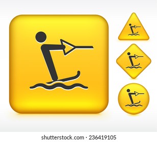 Water Skiing on Yellow Multi Shape Buttons