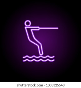 water skiing outline icon. Elements of Sport in neon style icons. Simple icon for websites, web design, mobile app, info graphics