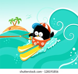 Water Skiing Penguin