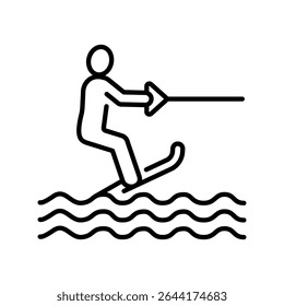 water skis black line icon for digital and print projects.  Minimal clean icons for apps and websites. Modern simple icons for UI UX and branding