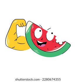 Water slice flexing arm muscle, flat style sticker 