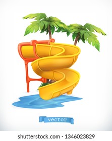 Water slide 3d vector icon