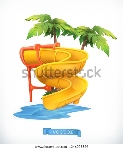 Water slide 3d vector\
icon