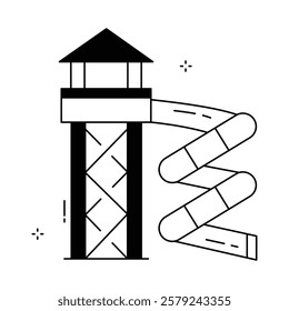 Water Slide Amusement Park Vector Icon Design