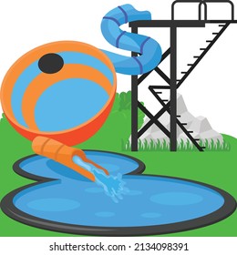 water slide bowl Concept, Splash Bowl with ladders vector color icon design, water world symbol, recreation play ground Sign, Amusement or theme park stock illustration