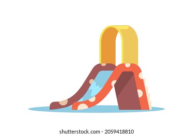 Wasserrutsche für Kinder Wasserpark Fun, Aquapark und Schwimmbad Ausrüstung, Einzelartikel für Freizeitpark, Wasserpark-Freizeit-Slide mit Wasserfluss auf weißem Hintergrund. Cartoon-Vektorgrafik