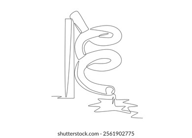 Water slide. Water park concept one-line drawing