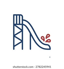 Water Slide Tower Icon Illustration Containing aqua park, splash pool, and summer recreation
