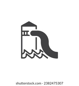 Icono de vector de diapositiva de agua. signo plano relleno para concepto móvil y diseño web. Icono de glifo de Diapositiva de parque acuático. Símbolo, ilustración del logotipo. Gráficos vectoriales