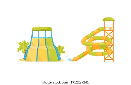 Water Slides Water Playgrounds Waterpark Amusement Stock Vector ...