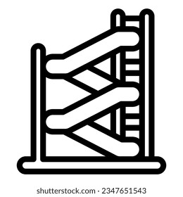 Water slides with stairs line icon, waterpark concept, water attractions sign on white background, Water slide with ladder icon in outline for mobile web design. Vector graphics.