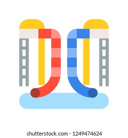 Water slides vector icon, amusement park related flat design