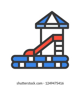 Water slides vector icon, filled outline design editable stroke