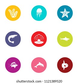 Water slip icons set. Flat set of 9 water slip vector icons for web isolated on white background